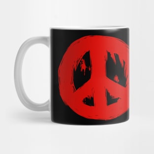 Ragged Brushed Peace Sign Red Mug